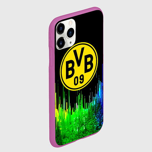 Чехол iPhone 11 Pro матовый Borussia градиент текстура / 3D-Фиолетовый – фото 2