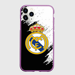 Чехол iPhone 11 Pro матовый Real Madrid текстура штрихи, цвет: 3D-фиолетовый