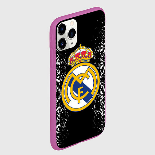 Чехол iPhone 11 Pro матовый Реал Мадрид текстура краски / 3D-Фиолетовый – фото 2
