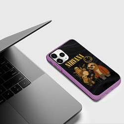 Чехол iPhone 11 Pro матовый Ленивцы группа Nirvana, цвет: 3D-фиолетовый — фото 2