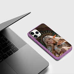 Чехол iPhone 11 Pro матовый Беловолосая королева эльфов на троне, цвет: 3D-фиолетовый — фото 2
