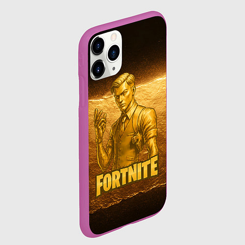 Чехол iPhone 11 Pro матовый Fortnite золотой Мидас / 3D-Фиолетовый – фото 2