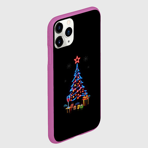 Чехол iPhone 11 Pro матовый New year / 3D-Фиолетовый – фото 2
