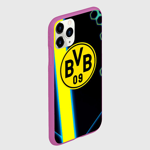 Чехол iPhone 11 Pro матовый Borussia соты броня / 3D-Фиолетовый – фото 2