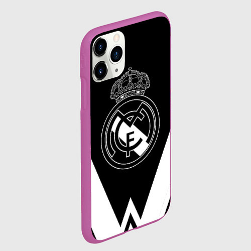 Чехол iPhone 11 Pro матовый Real Madrid геометрия спорт / 3D-Фиолетовый – фото 2