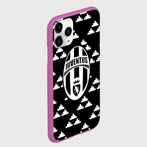Чехол iPhone 11 Pro матовый Juventus геометрия треугольники / 3D-Фиолетовый – фото 2