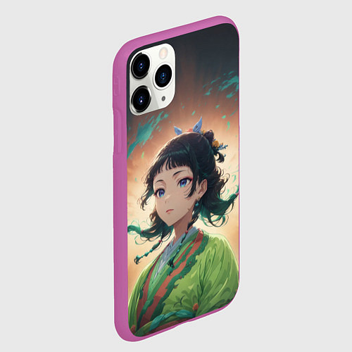 Чехол iPhone 11 Pro матовый Маомао на фоне облаков / 3D-Фиолетовый – фото 2