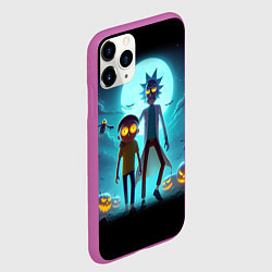 Чехол iPhone 11 Pro матовый Рик и Морти в ночь на хэллоуин, цвет: 3D-фиолетовый — фото 2