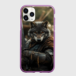 Чехол iPhone 11 Pro матовый Волк с мечом, цвет: 3D-фиолетовый