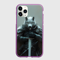 Чехол iPhone 11 Pro матовый Волк и меч, цвет: 3D-фиолетовый