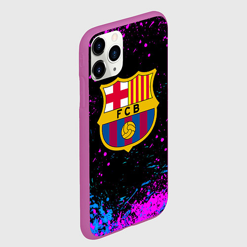 Чехол iPhone 11 Pro матовый Барселона неоновые краски / 3D-Фиолетовый – фото 2