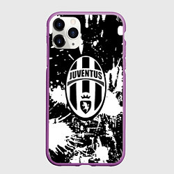Чехол iPhone 11 Pro матовый Ювентус краски всплеск, цвет: 3D-фиолетовый