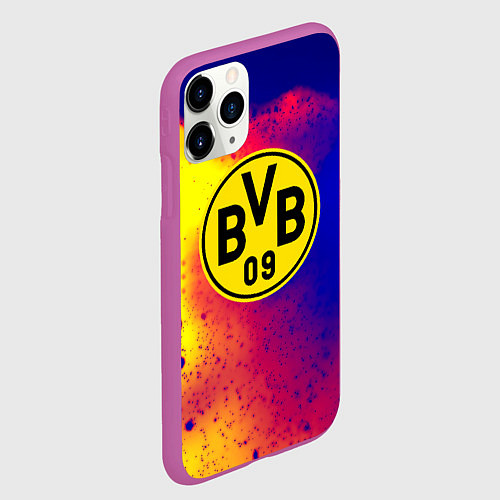 Чехол iPhone 11 Pro матовый Borussia космические краски / 3D-Фиолетовый – фото 2
