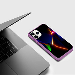 Чехол iPhone 11 Pro матовый Neon colored geometric, цвет: 3D-фиолетовый — фото 2