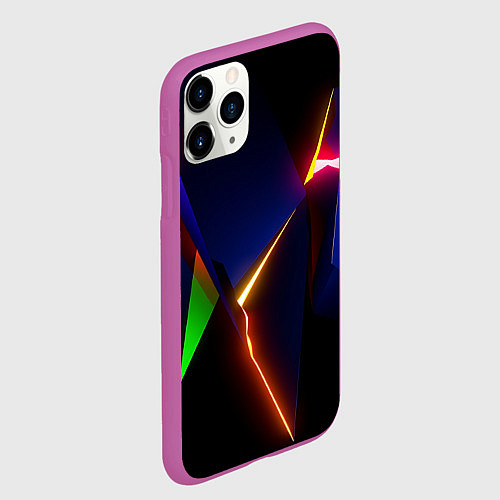 Чехол iPhone 11 Pro матовый Neon colored geometric / 3D-Фиолетовый – фото 2