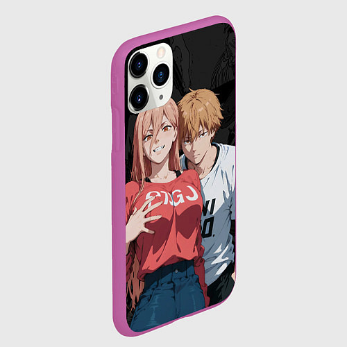 Чехол iPhone 11 Pro матовый Power and Denji / 3D-Фиолетовый – фото 2