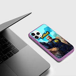 Чехол iPhone 11 Pro матовый Fallout смотритель с пистолетом, цвет: 3D-фиолетовый — фото 2