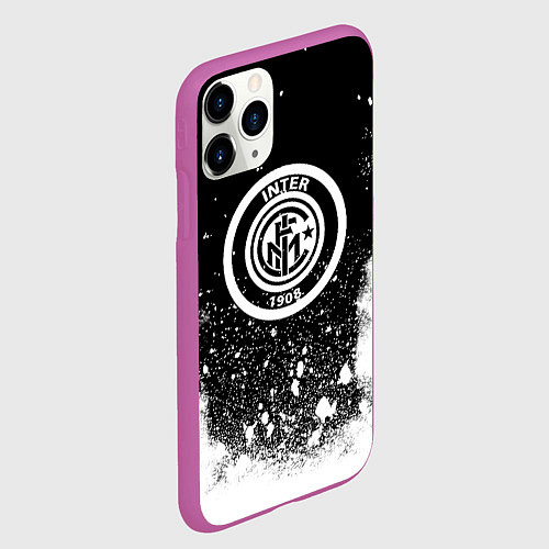 Чехол iPhone 11 Pro матовый Inter белый всплеск краско / 3D-Фиолетовый – фото 2