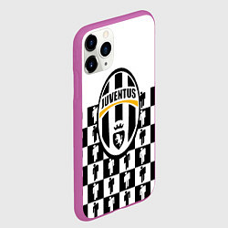 Чехол iPhone 11 Pro матовый Juventus болельщики паттерн, цвет: 3D-фиолетовый — фото 2