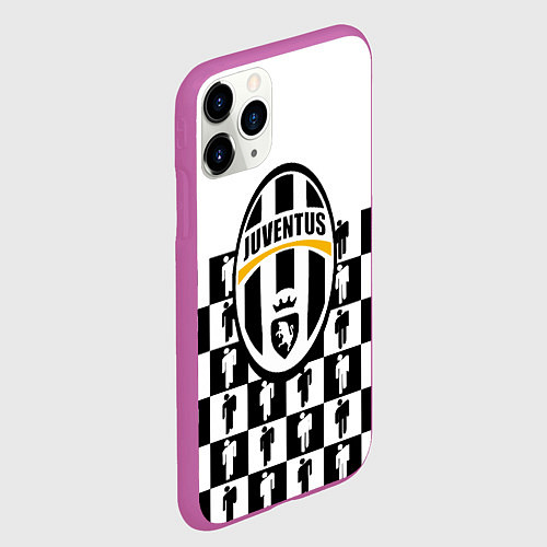 Чехол iPhone 11 Pro матовый Juventus болельщики паттерн / 3D-Фиолетовый – фото 2