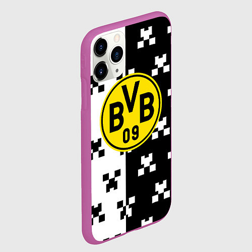 Чехол iPhone 11 Pro матовый Borussia pattern minecraft / 3D-Фиолетовый – фото 2