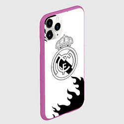Чехол iPhone 11 Pro матовый Реал Мадрид черный огонь, цвет: 3D-фиолетовый — фото 2