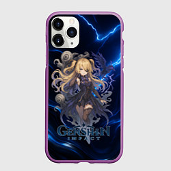 Чехол iPhone 11 Pro матовый Genshin Impact Фишль, цвет: 3D-фиолетовый