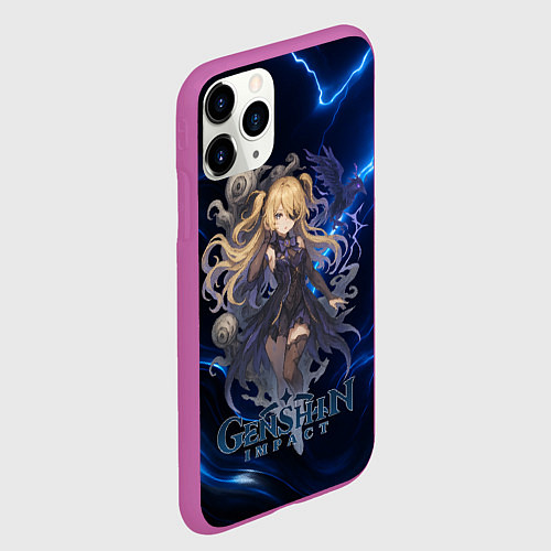 Чехол iPhone 11 Pro матовый Genshin Impact Фишль / 3D-Фиолетовый – фото 2