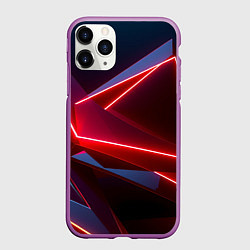 Чехол iPhone 11 Pro матовый Neon laser red, цвет: 3D-фиолетовый