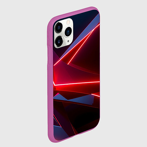 Чехол iPhone 11 Pro матовый Neon laser red / 3D-Фиолетовый – фото 2