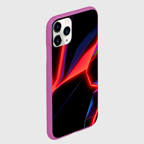 Чехол iPhone 11 Pro матовый Neon red / 3D-Фиолетовый – фото 2