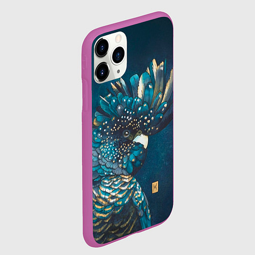 Чехол iPhone 11 Pro матовый Акварельный попугай / 3D-Фиолетовый – фото 2