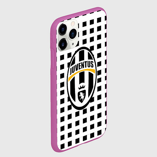 Чехол iPhone 11 Pro матовый Ювентус клетка геометрия / 3D-Фиолетовый – фото 2