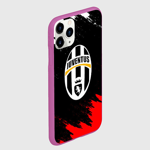 Чехол iPhone 11 Pro матовый Ювентус краски текстура / 3D-Фиолетовый – фото 2