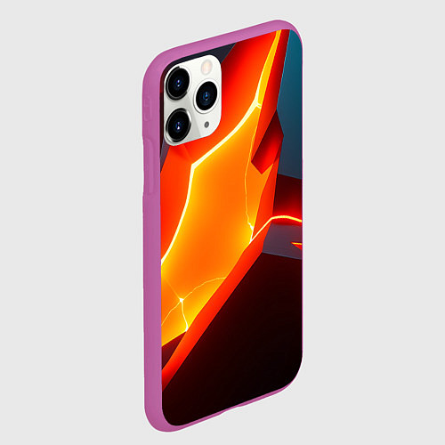 Чехол iPhone 11 Pro матовый Neon orange / 3D-Фиолетовый – фото 2