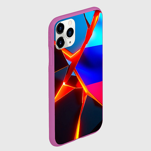 Чехол iPhone 11 Pro матовый Russia flag fractures / 3D-Фиолетовый – фото 2