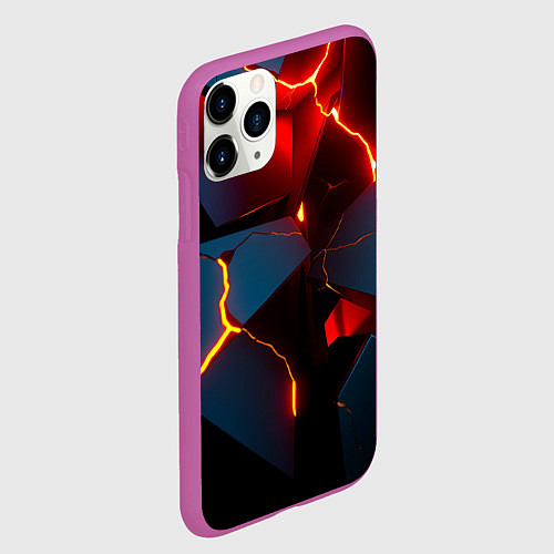 Чехол iPhone 11 Pro матовый Orange rift / 3D-Фиолетовый – фото 2