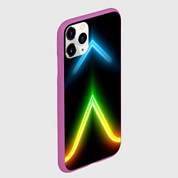 Чехол iPhone 11 Pro матовый Neon multicolored lines, цвет: 3D-фиолетовый — фото 2