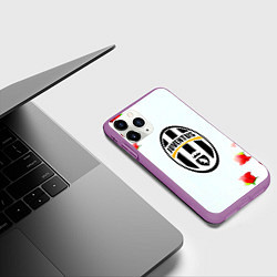 Чехол iPhone 11 Pro матовый Ювентус розы, цвет: 3D-фиолетовый — фото 2