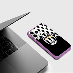 Чехол iPhone 11 Pro матовый Juventus logo краски, цвет: 3D-фиолетовый — фото 2