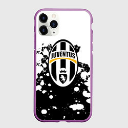Чехол iPhone 11 Pro матовый Juventus белые краски текстура, цвет: 3D-фиолетовый