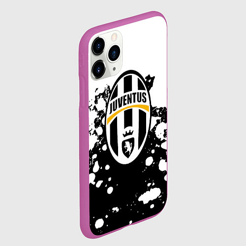 Чехол iPhone 11 Pro матовый Juventus белые краски текстура / 3D-Фиолетовый – фото 2
