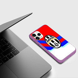 Чехол iPhone 11 Pro матовый Ювентус спортивная геометрия, цвет: 3D-фиолетовый — фото 2