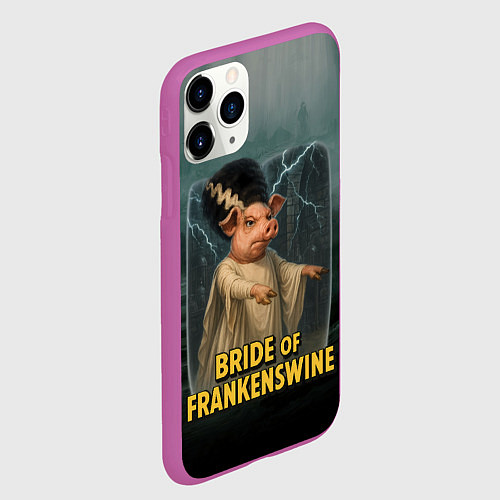 Чехол iPhone 11 Pro матовый Франкенштейн свинья невеста / 3D-Фиолетовый – фото 2