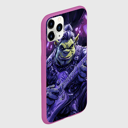 Чехол iPhone 11 Pro матовый Гитарист Шрек / 3D-Фиолетовый – фото 2