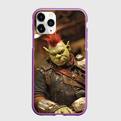 Чехол iPhone 11 Pro матовый Шрек панк в человеческом облике, цвет: 3D-фиолетовый