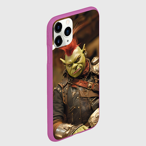 Чехол iPhone 11 Pro матовый Шрек панк в человеческом облике / 3D-Фиолетовый – фото 2