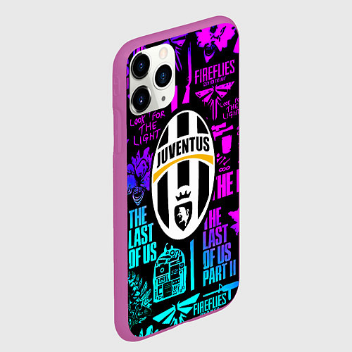 Чехол iPhone 11 Pro матовый Одни из нас x ювентус неон паттерн / 3D-Фиолетовый – фото 2