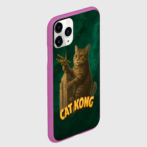 Чехол iPhone 11 Pro матовый Cat Cong пародия на Кинг Конг / 3D-Фиолетовый – фото 2