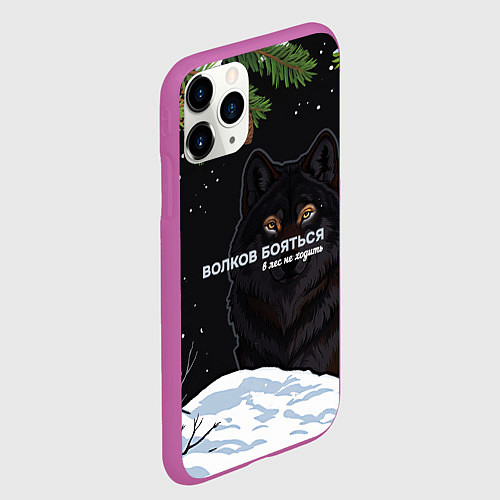 Чехол iPhone 11 Pro матовый Волк призрак темный арт / 3D-Фиолетовый – фото 2